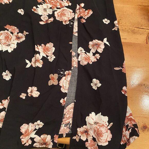 No Boundaries Dark Floral Slip Dress Size L Whimsigoth Y2K Leg Slit Lace Trim - Picture 11 of 11